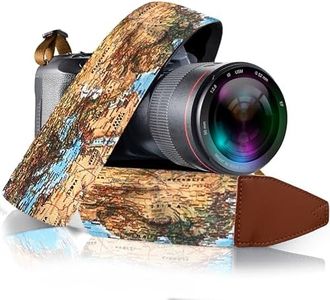 Art Tribute Travel Camera Strap World Map for All DSLR Camera. Cotton Elegant Universal Strap, Neck Shoulder SLR Camera Strap for Canon, Nikon Best Stocking Stuffer for Men & Women Photographers