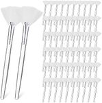 60 Pcs Fan Facial Brushes Soft Fan Facial Applicator Brushes Acid Applicator Brush Cosmetic Makeup Applicator Tools for Peel Masks Eyeshadow Mud Cream (White)