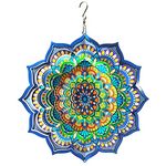 LJlifArt Wind Spinner Mandala Blossom 12 inch 3D Stainless Steel Worth Gift Laser Cut Hanging Wind Spinners Metal Kinetic Yard Art Decorations Indoor/Outdoor Décor