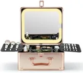 Qislee Makeup Box with A Detachable Lighted Mirror, Waterproof Travel Train Case, Cosmetic Organizer and Makeup Suitcase with Adjustable Dividers, Magnetic LED Mirror(Rose Gold)