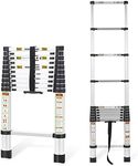 Telescopic Ladder, 10.5FT RIKADE Aluminum Telescoping Ladder with Non-Slip Feet, Portable Extension Ladder for Household and Outdoor Working,330lb Capacity