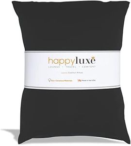 Happyluxe Travel Pillow, Airplane Pillow for Men and Women, Machine Washable, Breathable, Softer Than Cotton, 17" x 13", Made in The USA - Jet Black