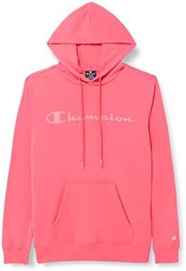 Champion Men's Legacy American Classics Heavy Powerblend Terry Logo Hooded Sweatshirt, Pink Cyclamen, S