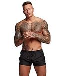 Mens Swim Trunks Quick Dry Swimwear Zipper Pockets, Swim Shorts with Mesh Lining Black