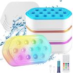 Pool Lights, Rechargeable Submersible LED Lights, IP68 Waterproof 16 Colors Magnetic Floating Lights with Rechargeable Remote, Chase Mode Pool Lights for Above Ground Inground Pool, Bathtub 4 Pack