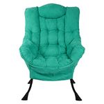 Superrella Modern Soft Accent Chair Living Room Upholstered Single Armchair High Back Lazy Sofa (Teal)