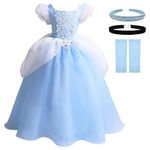 Princess Costumes Girls Dress Up Fancy Halloween Christmas Party with Headwear and Choker Set…