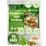 Lavendium, Premium 75 Raspberry Leaf Tea Bags, 100% Pure from Raspberry Leaves. Made with Eco-Conscious Tea Bags, Raspberrya Leaf Herbal Tea. No Sugar, No Caffeine, No Gluten, Vegan.