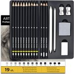 ARTISANAL STUDIO Drawing Pencils, (12B to 4H) 10 Graphite Sketching Pencils, 3 Charcoal Pencils, Blending Stumps, Erasers & Sharpeners. Premium Art Pencils for Drawing, Sketching and Shading