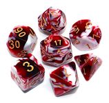 DND Dice Set Red Mix White Dice for Dungeon and Dragons D&D MTG 7-Die RPG Polyhedral Dice