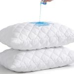 MK Home Textile Luxury Waterproof Quilted Pillow Protectors Pillowcases 100% Cotton Zippered Closure Pack of 2 Bed Cover Pillows Encasement Ultra Soft Anti-Allergy Protector, White, 50x75 cm (WP-01)