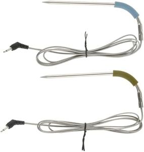 Dophee 2 Pack Meat Probe Replacement, 2.5MM Plug Temperature Probe Replacement for Weber Igrill Mini, Igrill 2, Igrill 3, iGrill Pro, with 2 Probe Clip Holders (Green & Blue)