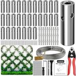 Acemaker Wire Trellis for Climbing Plants Outdoor, 30 Sets Wall Wire Trellis Kit with Wire Cutter & 150ft x 1/8in Wire Ropes, T316 Stainless Steel Invisible Cylindrical Espalier Trellis Kit