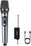 JYX Wireless Microphone, Professional UHF Metal Handheld Dynamic Mic System with Rechargeable Receiver 1/4''(6.35mm) Plug, for Amplifier, PA System, Karaoke Singing, Wedding, Party, Speech, Church