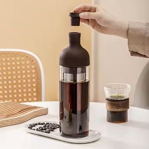 Soko Cold Brew, Iced Coffee & Hot Tea Maker | Borosilicate Glass Bottle with Removable Mesh Filter | Airtight Seal Pot | Dishwasher Safe Kettle for Beverages Infuser – Kitchen, Office, Cafe - Brown
