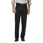 Haggar Men's Premium No Iron Classic Fit Expandable Waist Plain Front Pant, Black, 44x30