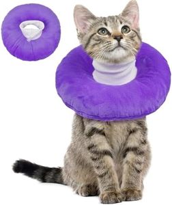 BRKURLEG Cat Recovery Collar Soft Cat Cones Pet Neck Protector Adjustable Kitten Cones to Stop Licking After Surgery Pet Elizabethan Collar for Cats Kittens, Purple, L