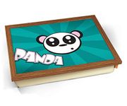 Panda Bear Cute Kids Cushioned Bean Bag Breakfast Bed Lap Tray Desk - Wood Effect Frame