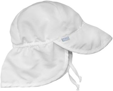 I Play. Girls Flap Sun Protection Swim Hat, White, 9-18 Months US