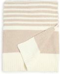 Barefoot Dreams CozyChic Stripe Throw Blanket (Stone/Pearl) 45" x 60"