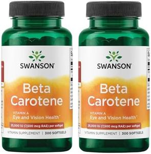 Swanson Beta-Carotene Vitamin A 25,000 IU Eye and Skin Health Supplement for Adults Seeking Vision and Immune Support - 7,500 mcg (300 Softgels, 2 Pack)