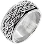 Treasure Bay MENS 10MM Wide Celtic Knot Braid 925 Sterling Silver Spinner/Spinning/Spin Band Ring Size: (Z+1)