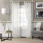 Elrene Home Fashions 026865853940 Grommet Sheer Ironwork Jacquard Woven Single Panel Window Curtain Drape, 52" x 95", White