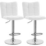 Yaheetech Modern Bar Stools Set of 2 PU Leather Height Adjustable Swivel Bar Chair, with Footrest and Base for Breakfast Bar, Counter, Kitchen and Home Barstools White