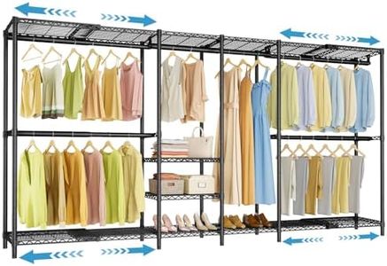 VIPEK X4 Expandable Heavy Duty Clothes Rack, Adjustable from 7'4" to 10'2" with Adjustable Shelves and Hanger Rods, Large Wardrobe Closet Reach-in & Walk-in Closet Metal Clothing Rack, 1530 LBS, Black