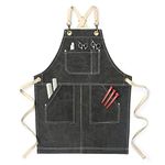 Jeanerlor - 16oz Canvas Mens Work Woodworking Cobbler Hairdresser Apron for Men Painting with Pockets Cross-Back Straps Adjustable L to XXXL（Dark Grey）