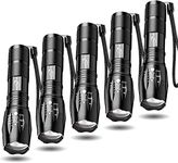 Tactical Flashlight 5 Pack - Tac Light Torch Flashlight - As Seen on TV XML T6 - Brightest LED Flashlight with 5 Modes - Adjustable Waterproof Flashlight for Biking Camping