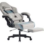 Gaming Chair for Adult Computer Chair with Adjustable Lumbar Support Headrest and Footrest Large Size Reclining Gaming Chair Big and Tall Linkage Armrest （Gray）