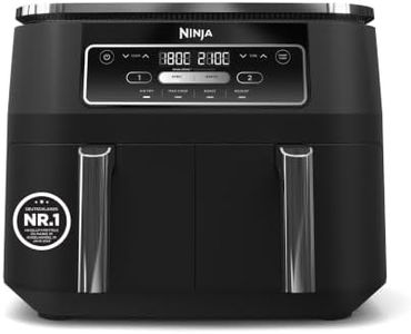 Ninja Foodi Dual Zone Airfryer Heißluftfritteuse, 2 Fächer, 7,6 l, 4-in-1, ohne Öl, Heißluftfrittieren, Max Crisp, Braten, Aufwärmen, antihaft, spülmaschinenfester Korb & Knusperblech, Schwarz AF200EU
