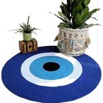 BUNAII Cotton Rope Reversible Rug Round Area Rug for Home Décor Reversible Rugs for Kitchen Living Room Entryway 70 CM Round (Pack of 1) Blue