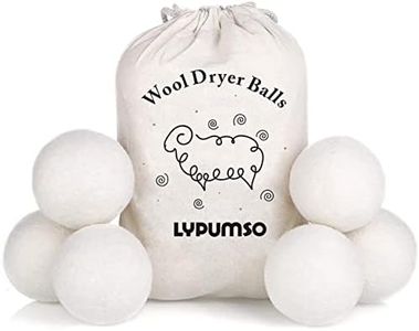 Wool Dryer Balls, Made from Premium Reusable New Zealand Wool, Fabric Softener, Reduce Wrinkles & Static Electricity, Shorten Drying Time Naturally, XL Size, Natural White, 6-Pack