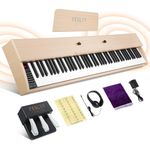 Fesley Maple Digital Piano with Weighted Keyboard - Portable 88 Key Electronic with 3 Pedal Keyboard, Featuring French Dream Audio Chip, Dual 15W Stereo Speaker, Bluetooth, MIDI Connection