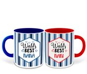 WHATS YOUR KICK Nana and Nani Inspired Dark Blue & Red Inner Colour Set of 2 Coffee Mug- Nana Ji, Nani Ji, Best Quotes, Best Couple Quotes, Happy Birthday, Unique Gifts (Nana & Nani)