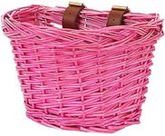 EIRONA Kids Bicycle Wicker Basket for 12 14 16 18 20 Inch Girls Bike, Scooter, Tricycle, Kids Bike Accessories, Rattan Bicycle Storage, Pink