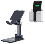 GUFFI K-6 Cell Phone Stand, Angle Height Adjustable for Desk, Foldable Cell Phone Holder, Cradle, Dock, Tablet Stand, Case Friendly Compatible wiith All Phones and Free Wall Stand