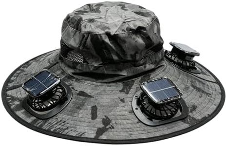 2026 Upgrade Three Solar Fan Hat, Wide Brim Detachable Sun Hat for Outdoor Fishing Hiking Gardening Gray