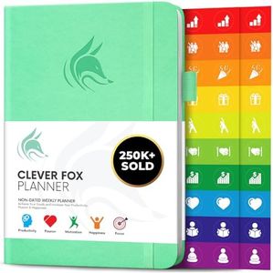 Clever Fox Planner – Undated Weekly & Monthly Planner to Increase Productivity, Time Management and Hit Your Goals – Organizer, Gratitude Journal – Start Anytime, A5, Lasts 1 Year, Mint (Weekly)