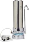 Fluoride Removal | Smart Single Cartridge Countertop Water Filter System | Stainless Steel | Crystal Quest