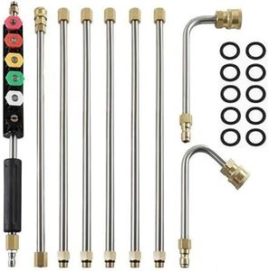 3M High Pressure Washer Extension Wand, Jet Cleaner Wash Extension Gun with 6 Spray Nozzle, Gutter Roof RV Camping Cleaner Rod with 1/4" Quick Connect&Curved Extension Rod (9PCS)