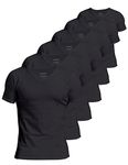 Comfneat Men's 6-Pack Undershirts 100 Percent Cotton V-Neck T-Shirts (Black 6-Pack, L)