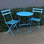 Woodside Outdoor Garden Patio Folding Table & Chair Bistro Set, Powder Coated Steel, 6 Colours Available