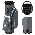Goplus Golf Cart Bag, Lightweight Portable Golf Bag with 14-Way Divider Top, 6 Zippered Pockets with Cooler Pocket, Rain Hood, Adjustable Shoulder Strap for Men Women (Grey+Blue)