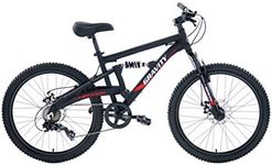 Gravity FSX 24 24 Inch Wheel Mountain Bike Full Dual Suspension 7 Speed Bicycle (Matt Black)