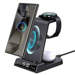 Wireless Charger for Samsung Galaxy S24 Ultra, Charging Station with Clock for Samsung Galaxy S23 Ultra/S22/S21/Z Flip5/Note 20, Watch Charger for Samsung Galaxy Watch 6/5/5Pro/4/3/Active 2, Buds 2