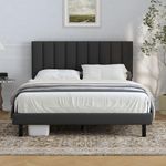 Bed Frames, Lukace Queen Bed Frames with Upholstered Headboard, Without Box Spring Needed, Easily Assembly Bed Frames with Sturdily Wood, Withoutn-Slip Without Noise(Queen，Gray)