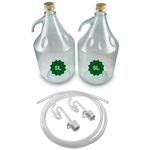 Glass Demijohn Set with Screw Cap - 2 x 5L Natural Carboys for Wine & Mead Making Kit with Airlock, Bung - Complete Demijohns Wine Making Kit, Including Syphon Tube. Set by MYPURECORE